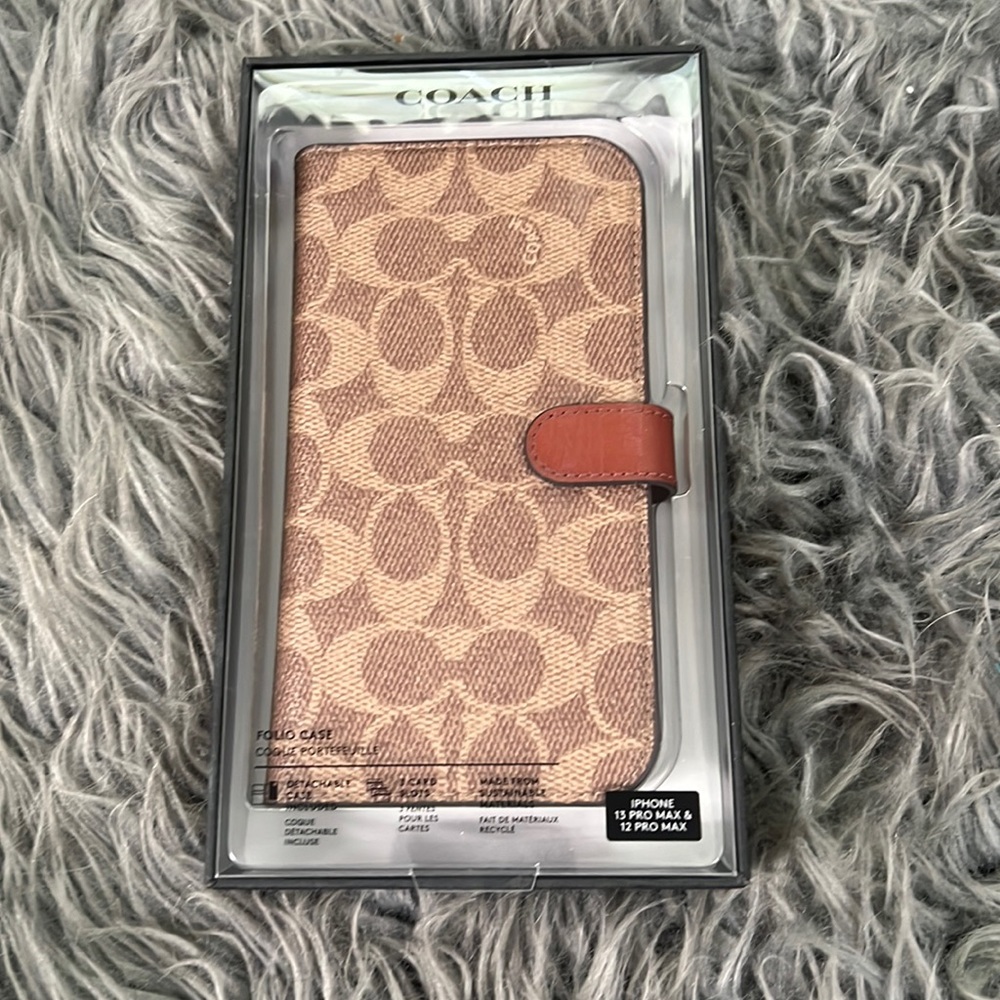 Coach Tan and Brown Signature Phone Wallet